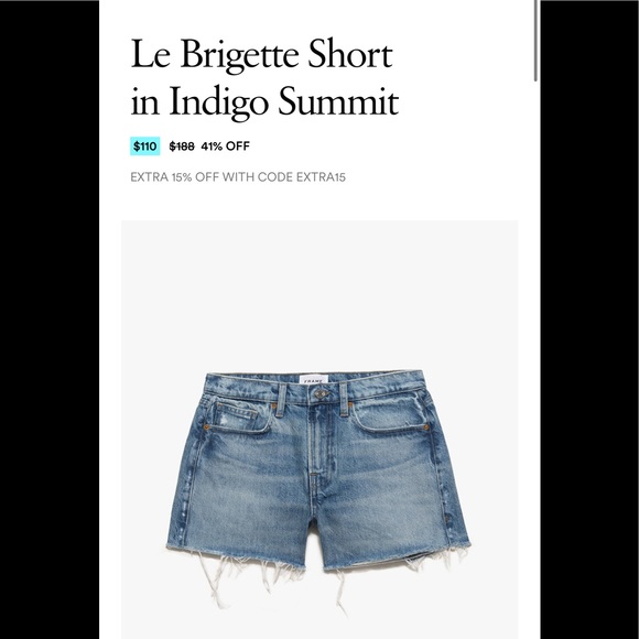 NWT Frame Le Brigette Short in Indigo Summit - Size: 30 - Picture 4 of 5